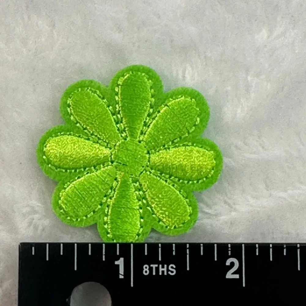 Pack of 3 Flower Patches Unisex Neon Green Embroidered Iron On Applique 3PK